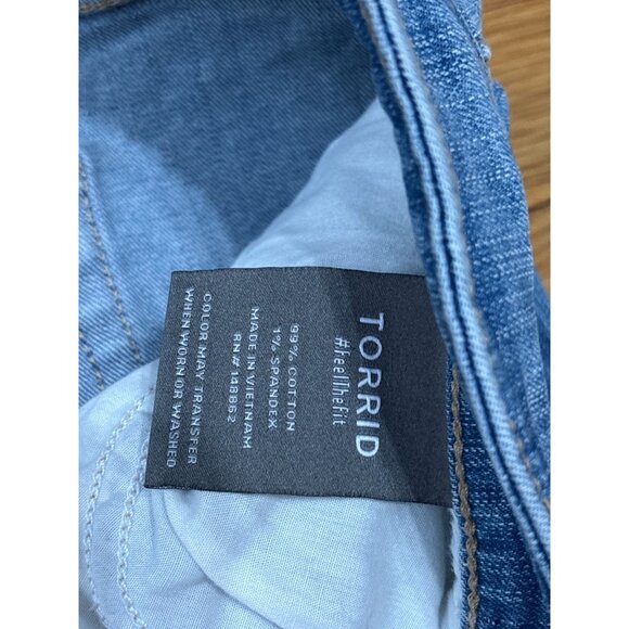 Torrid Womens Denim Jean Skirt Plus 18 Blue Button Front Pockets Stretch Casual - Picture 5 of 6